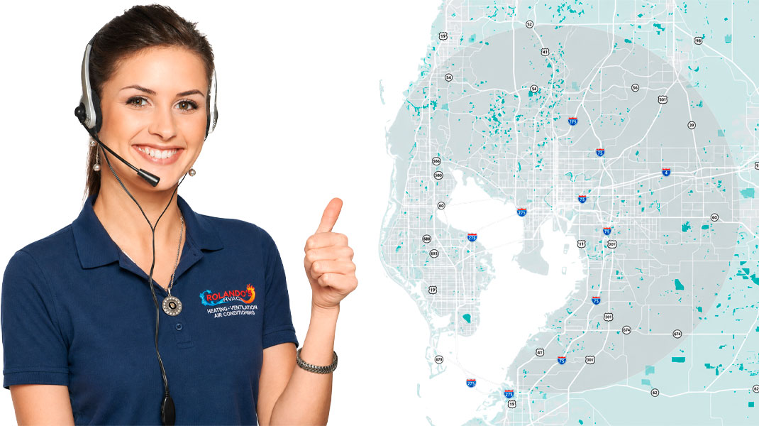 Rolando's HVAC Tampa Bay service area map